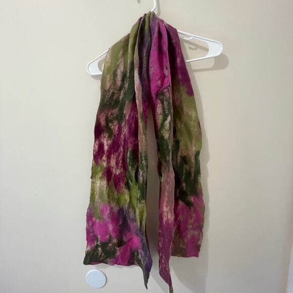Sherpa Ko Women’s Wool Silk Felt Colorful Bright Scarf Wrap Made in Nepal - Picture 1 of 5